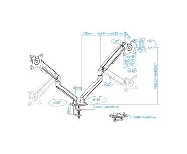 SOPORTE MESA 2 PANTALLAS 17"-32" BLANCO TOOQ
