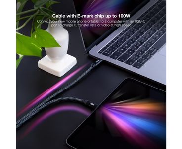 CABLE TYPE-C A TYPE-C USB 3.2 GRIS/NEGRO 1M NANOCABLE