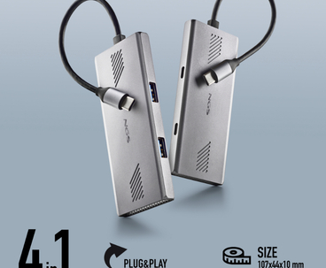 HUB 4 PUERTOS USB-C WONDERDUO-C GRIS NGS