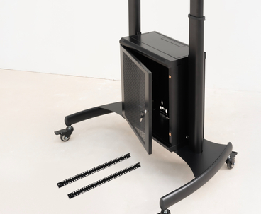 SOPORTE SUELO + RUEDAS + ARMARIO MULTIUSOS + ACC. RACK NARNIA 60"-100" TOOQ