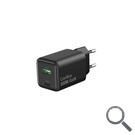 CARGADOR PARED/VIAJE 3.0 GaN USB-C/PD + USB-A 35W NEGRO COOLBOX